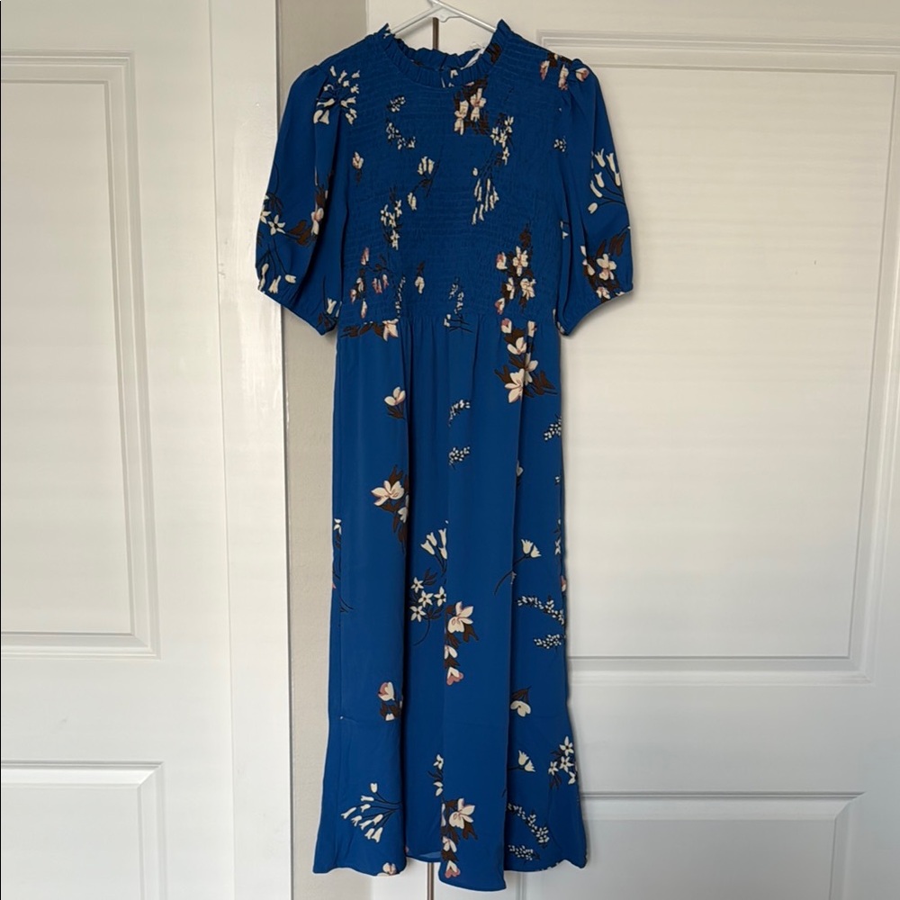 Floral Blue Midi Dress NWT